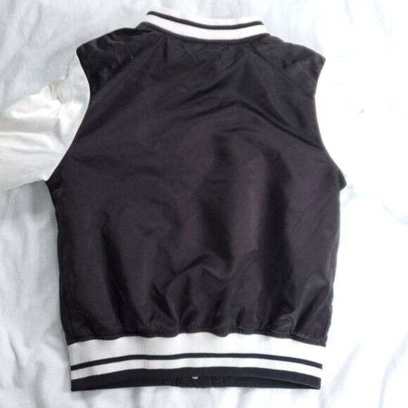 H&M Satin Bomber Varsity Jacket Black And White Inch56Inch Size 4 - Picture 11 of 14